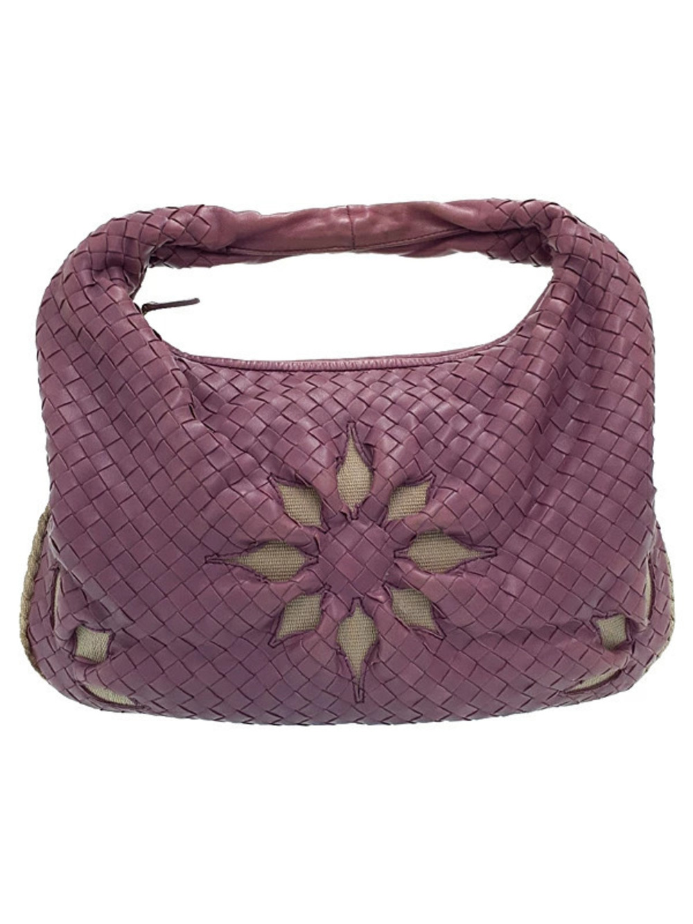 Bottega Veneta purple Intrecciato Leather Woven Flower Hobo Bag